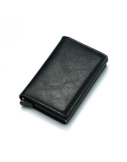 Rfid blokowanie Aluminium cienkie mężczyźni portfele mężczyzna Mini Slim portfel Trifold posiadaczy kart portfel małe torebki wo