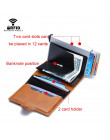 Rfid portfele mężczyzn Money Bag cienki Mini torebka mężczyzna Metal Aluminium karty portfel mały inteligentny portfel skórzany 