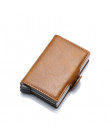 Rfid portfele mężczyzn Money Bag cienki Mini torebka mężczyzna Metal Aluminium karty portfel mały inteligentny portfel skórzany 