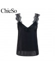 MissyChilli podstawowe sexy black lace top kobiety lato biała cami tank top kobiet eleganckie streetwear niebieski v neck strona