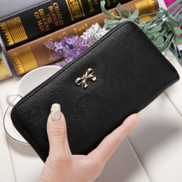2019 kobiety długie portfele sprzęgła kobiet moda PU Leather Bowknot monety torba na telefon torebki słynny projektant pani posi