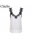 MissyChilli podstawowe sexy black lace top kobiety lato biała cami tank top kobiet eleganckie streetwear niebieski v neck strona