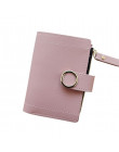 Kobiet mały portfel skórzany posiadacz karty elegancki jednolity kolor krótki urocza portmonetka Zip portmonetki sprzęgła torebk