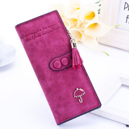 2019 luksusowa marka projektant długi portfel damski z zapięciem sprzęgło skórzana tassel zipper torebka z parasolem posiadacz k