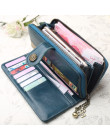 2018 New Vintage przycisk telefon portmonetki kobiety portfel torebka damska skórzane marki Retro panie długi zamek błyskawiczny