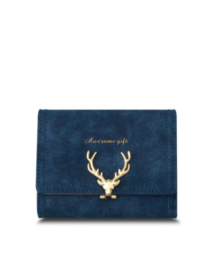 2018 ostatnie boże narodzenie Deer kobiet SKÓRZANY PORTFEL vintage tri-folds luksusowe portmonetka dziewczyna mały czarny sprzęg