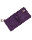Luksusowe fioletowy sznurkiem nubuk PU skóra długi portfel damski projektant mody torebka wysokiej jakości kobiet prezent worek 