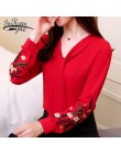 Moda kobieta bluzki 2019 z długim rękawem szyfonowa bluzka damska koszula urząd lady koszula kobiet topy blusas czerwony OL bluz