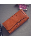 Hollow Out wzór portfel w stylu retro torebka damska torebka ze skóry PU praktyczne kobiety portfele i portmonetki Vintage długi