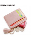 Skóra nubukowa Tassel Mini portfele damskie w stylu Vintage kobiet małe torebki panie karta kredytowa cienkie szczupła portfele 