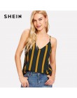 SHEIN podwójne V Neck paski Cami Top Spaghetti pasek na co dzień kobiety Sexy paski góry 2018 lato Multicolor Backless Camisole 