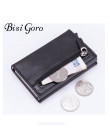 BISI GORO inteligentny portfel w stylu Vintage PU skórzane portmonetki magnetyczne zamknięcie karty uchwyt na co dzień worek pie