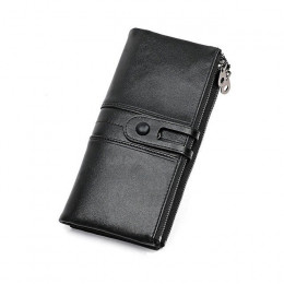 Wysokiej jakości skóra bydlęca portfel RFID kobiety Hasp Zipper Walets z prawdziwej skóry torebka damska damska portfele damskie