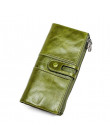 Wysokiej jakości skóra bydlęca portfel RFID kobiety Hasp Zipper Walets z prawdziwej skóry torebka damska damska portfele damskie