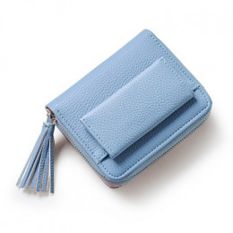 Damska nowy Tassel krótkie jednolity kolor torebka Mini monety kiesy portfel posiadacz karty kredytowej klasyczne małe portfel p