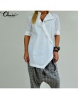 Długa asymetryczna koszula damska młodzieżowa luźna z długim rękawem modna oryginalna minimalistyczna