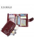 X. D. BOLO portfele prawdziwej skóry kobiet portfel i torebki mody sprzęgła portfele Lady torebka posiadacz karty portfel damski