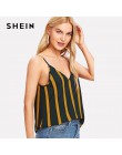 SHEIN podwójne V Neck paski Cami Top Spaghetti pasek na co dzień kobiety Sexy paski góry 2018 lato Multicolor Backless Camisole 