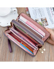 Elegancki portfel damski dla kobiet z dwoma zamkami duża pojemność kopertówka torebka modna markowa