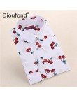 Dioufond Summer Floral bluzka damska z długim rękawem topy bawełniane koszule biały granatowy bluzki mały kwiat Blusas Femininas