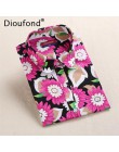 Dioufond Summer Floral bluzka damska z długim rękawem topy bawełniane koszule biały granatowy bluzki mały kwiat Blusas Femininas