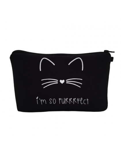 Jom Tokoy kosmetyczne organizator torba czysty czarny Cute cat drukuje kosmetyczka moda kobiety marka makijaż torba