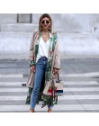 Kimono w kwiaty damskie do kostek boho z długim rękawem z rozcięciami seksowne modne