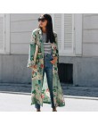 Kimono w kwiaty damskie do kostek boho z długim rękawem z rozcięciami seksowne modne