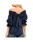 Sexy Off ramię topy wiosna lato bez ramiączek Celmia 2019 kobiety bluzka Bowknot Slash Neck koszule na co dzień luźne Blusas Plu