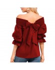 Sexy Off ramię topy wiosna lato bez ramiączek Celmia 2019 kobiety bluzka Bowknot Slash Neck koszule na co dzień luźne Blusas Plu