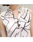 Nowy 2018 lato szyfonowa bluzka koszula kobiety drukowane bez rękawów biały top bluzki koszule kobiet biuro topy
