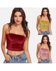 2018 nowy Sexy kobiety bez rękawów bandaż aksamitna Tank Crop Tops kamizelka jednolity Tank Camisole klub Party plaża lato Camis