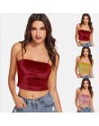 2018 nowy Sexy kobiety bez rękawów bandaż aksamitna Tank Crop Tops kamizelka jednolity Tank Camisole klub Party plaża lato Camis