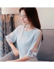 2018 moda szyfonowa odzież damska lato pół rękawa jasnoniebieski kobiety koszula bluzka słodkie o-neck kobiet topy blusas d740 3