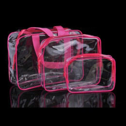 HLDAFA 2019 3 sztuk zestaw pcv torba podróżna kobiety przezroczysta torba do przechowywania na zamek błyskawiczny plastikowa tor