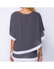 5XL mozaika w dużym rozmiarze podwójna warstwa kobiety bluzka Casual Sexy Batwing tunika 2019 lato duży rozmiar koszule damskie 