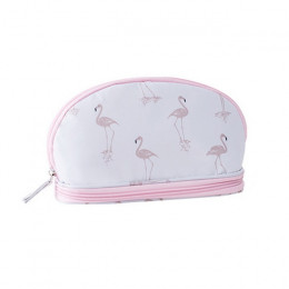 SHUJIN 2019 przenośny Flamingo kosmetyczka podwójna warstwa podróży do makijażu torby z zapięciem okrągłe kobieta makijaż torebk