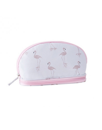 SHUJIN 2019 przenośny Flamingo kosmetyczka podwójna warstwa podróży do makijażu torby z zapięciem okrągłe kobieta makijaż torebk