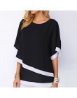 5XL mozaika w dużym rozmiarze podwójna warstwa kobiety bluzka Casual Sexy Batwing tunika 2019 lato duży rozmiar koszule damskie 