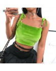 HEYounGIRL Streetwear bez rękawów Tank Top kobiety Spaghetti pasek Crop topy koszulki Tie Up Casual Camis Top pierścień fluoresc