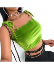 HEYounGIRL Streetwear bez rękawów Tank Top kobiety Spaghetti pasek Crop topy koszulki Tie Up Casual Camis Top pierścień fluoresc