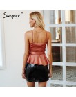 Simplee Sexy v neck wrap satyna peplum top kobiety pasek lato koszulka bez rękawów kobiet eleganckie panie 2018 wzburzyć skrzydł