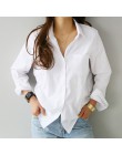 2019 wiosna jedna kieszeń koszula damska kobieca bluzka Top z długim rękawem na co dzień biały skręcić w dół kołnierz OL styl ko