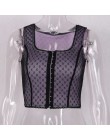 LVINMW Sexy Mesh Polka Dot druku piersi Slash Neck crop top 2019 lato kobiety bez rękawów Camisole Top kobiet Streetwear Tshirt