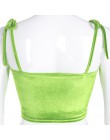 HEYounGIRL Streetwear bez rękawów Tank Top kobiety Spaghetti pasek Crop topy koszulki Tie Up Casual Camis Top pierścień fluoresc