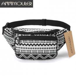 Annmouler moda kobiety Waist Pack 6 kolorów tkaniny Fanny Pack podwójne zamek błyskawiczny w klatce piersiowej torba w stylu boh