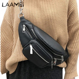Laamei Pu skórzane saszetka na zamek kobiety talia torba moda w klatce piersiowej torba podróżna na pieniądze torby na telefon d