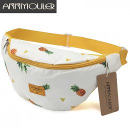 Annmouler duża pojemność kobiety Waist pack tkanina bawełniana Fanny pack ananas drukowane torba w klatce piersiowej zamek telef