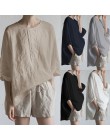 Top moda 2019 Celmia dorywczo Batwing rękaw luźna bluzka kobiety lato stałe przyciski pościel Baggy praca koszule do biura Plus 