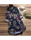 ZANZEA 2019 koszula plus size kobiety Floral bluzka kobiet na co dzień przycisk koszule w stylu Vintage pościel Blusas czeski to